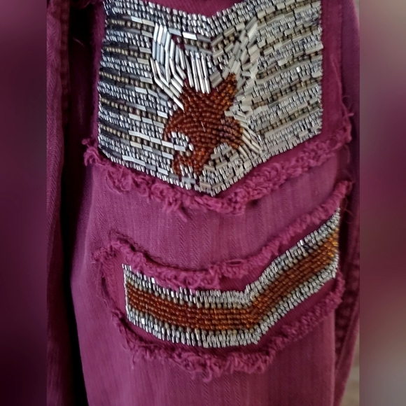Free people beaded military jacket size L - Picture 2 of 10